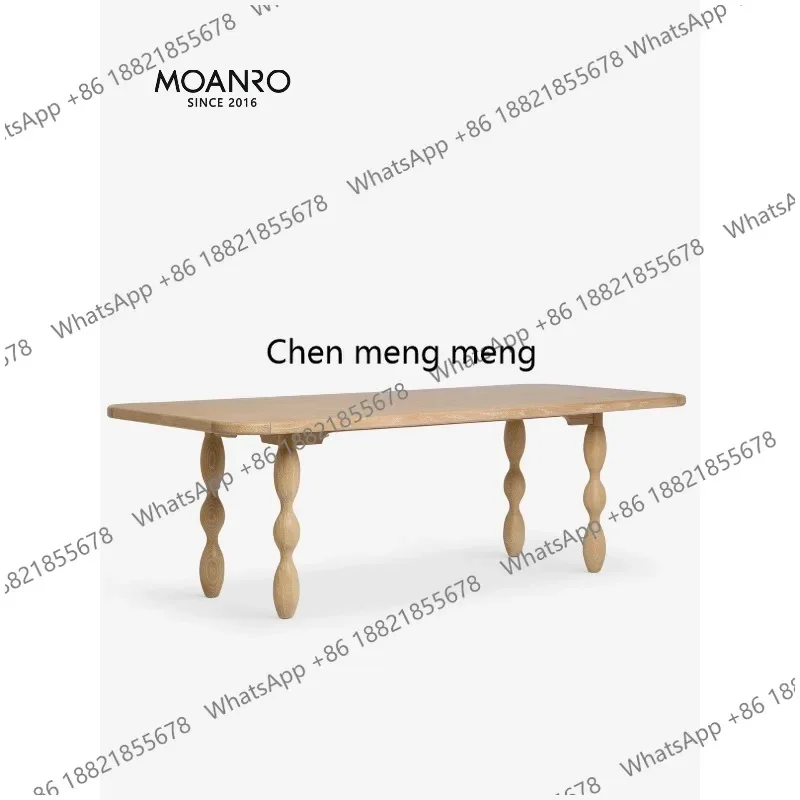 D85 Solid wood dining table French wabi sabi ash wood log home rectangular retro long table