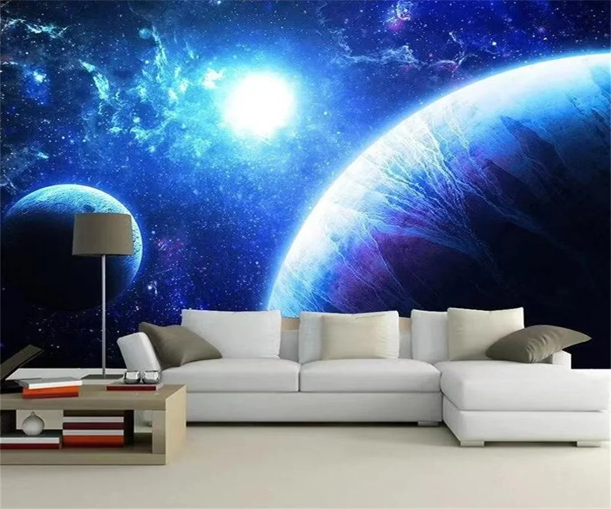 

custom Blue planet starry sky wallpaper for children's room bedroom bar ktv wallpaper for wall ceiling home decor