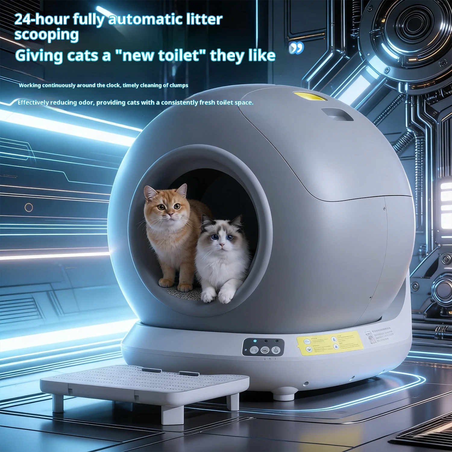 

Smart APP Controlled Fully Automatic Extra Large Enclosed Cat Litter Box, Anti-Splash Self-Cleaning Kitty Toilet for Indoor Cats