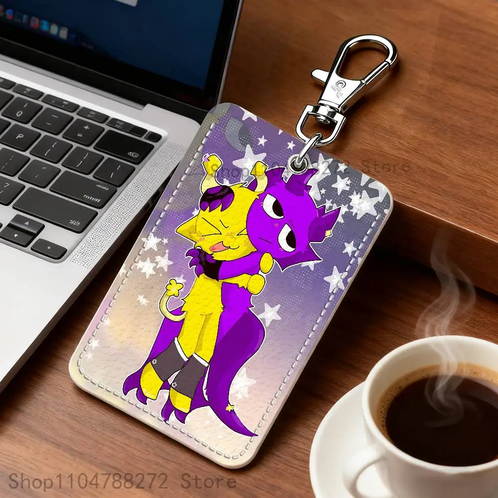 S-Simon and D-Durple Custom Access Card Case Leather Card Holder Keychain Key Ring Transportation Card Case Gifts