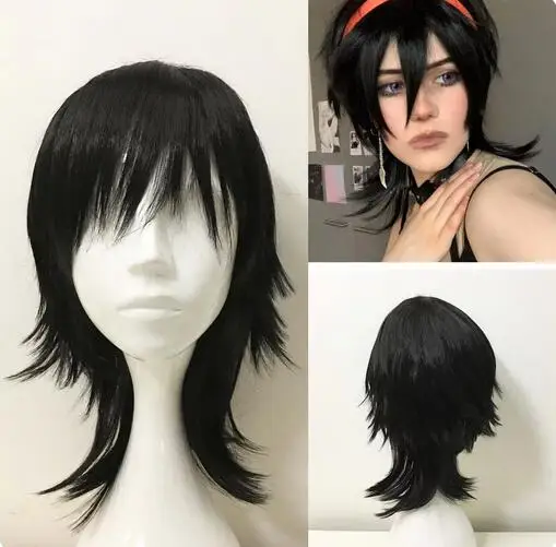 14 Inch/35 cm Short Cosplay Wolf Tail Synthetic Side Bangs Party Wig