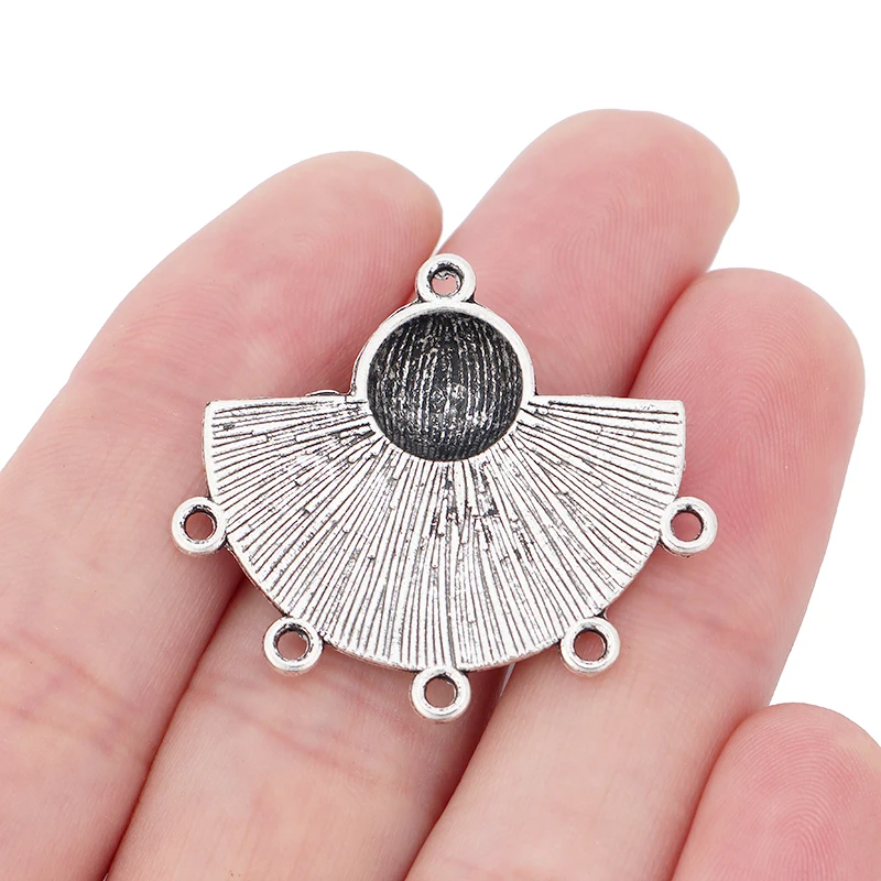 5 x Tibetan Silver Boho Ethnic Half Circle Chandelier Connectors Charms Pendants for Necklace Earring Jewelry Making Accessories