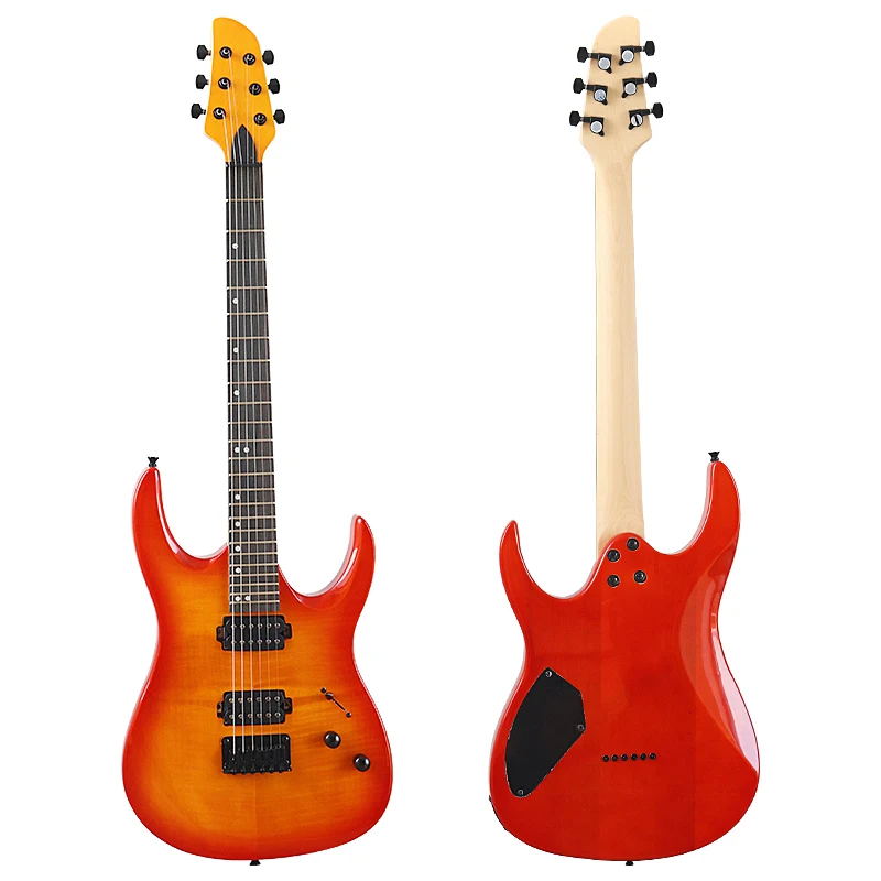 Cherry Color 6 String 39 Inch Electric Guitar Solid Basswood Body 24 Frets Good Handicraft