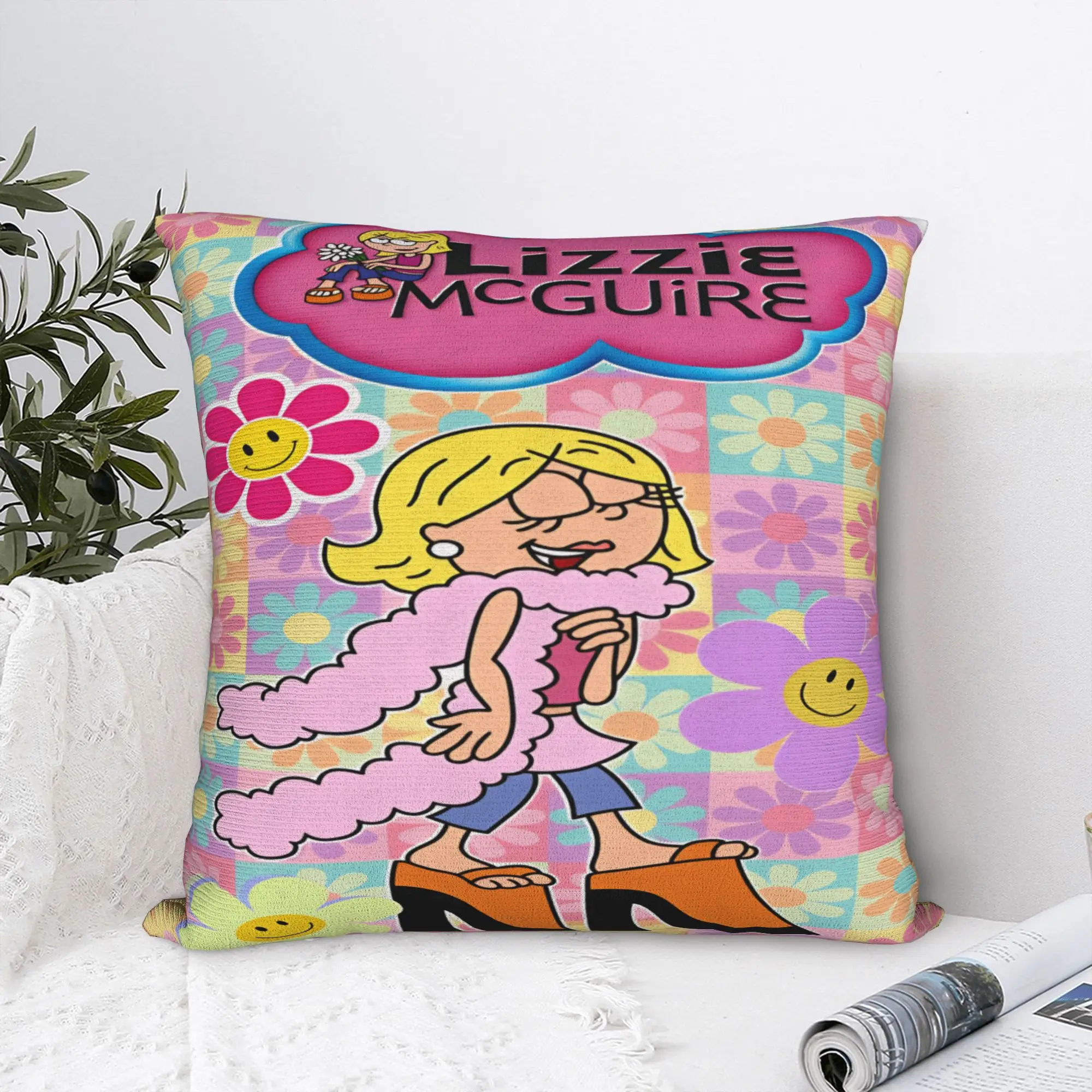 Lizzies Cartoon McGuires Pillow Cover  Square Cushion Cover Funny Pillow Case For Wedding Party Home Decor