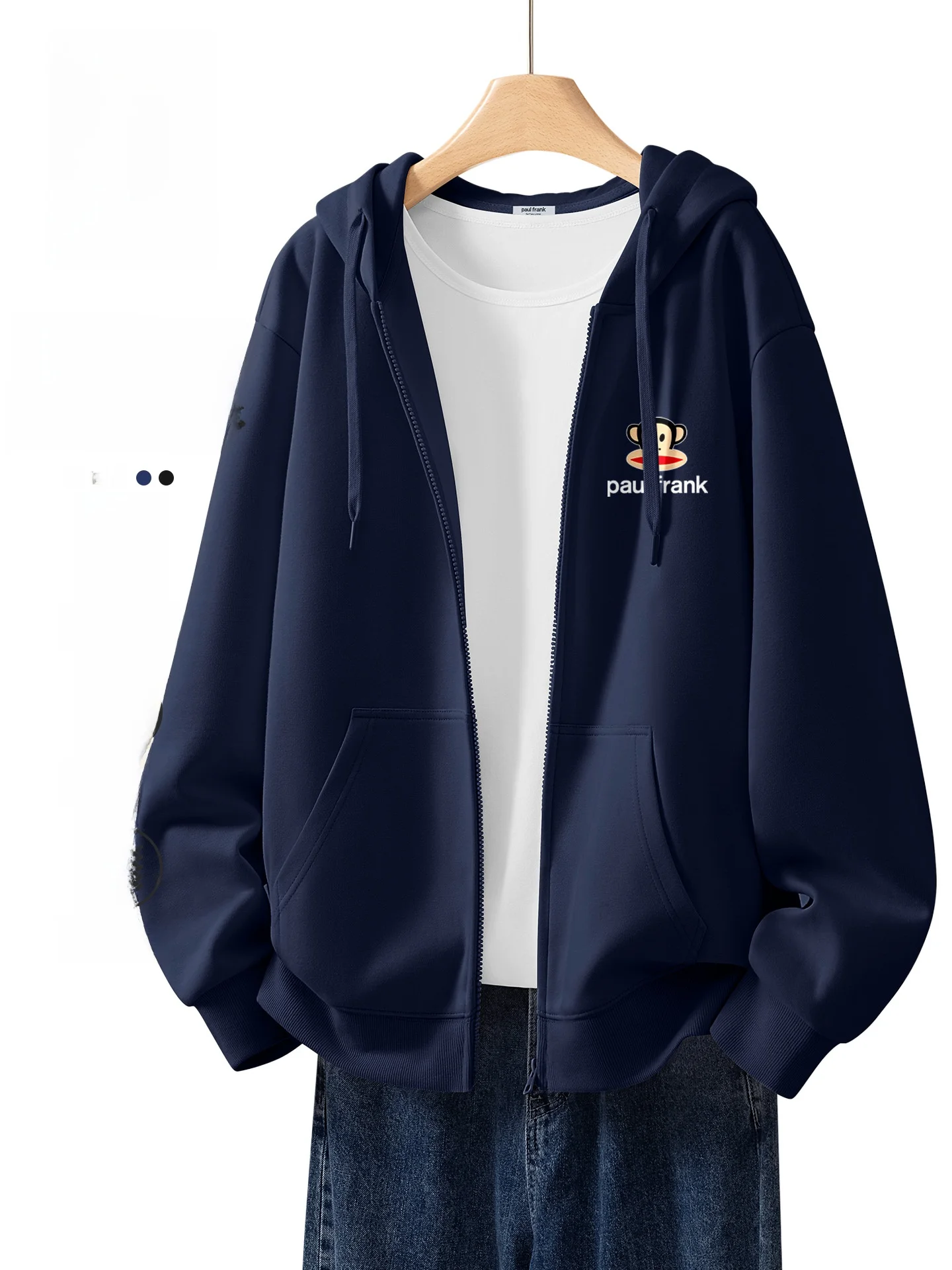 

Cool Haome Men's Hoodie Cardigan k Blue Heavyweight Jaet American Sle Long Sve Zipper Closure Casual ...