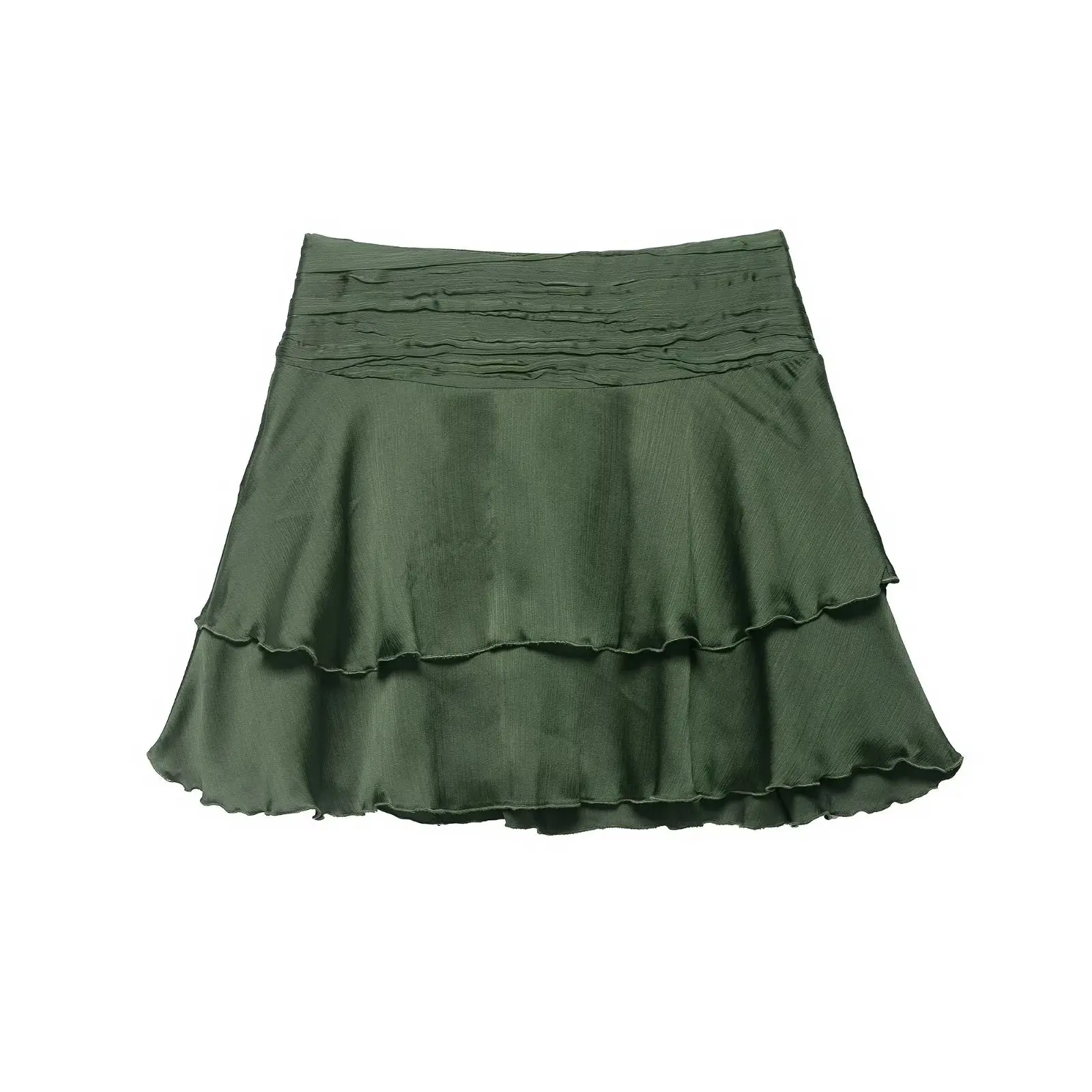 

Женская модная мини-юбка из шелкового атласа с текстурой и декоративными слоями 0DGJ