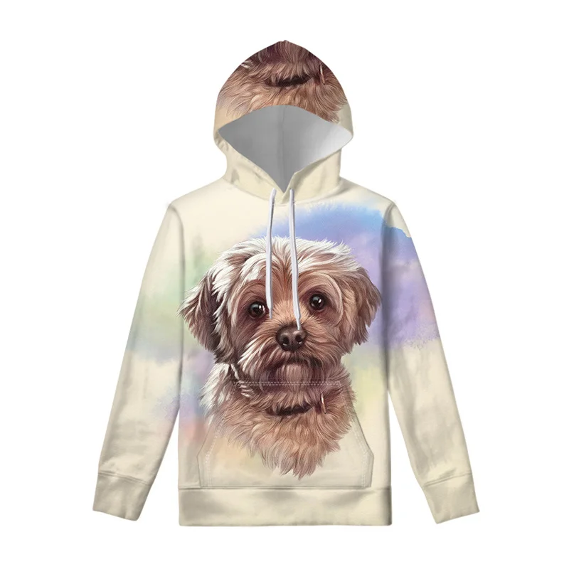 Cute Yorkshire Terrier Pattern Hoodie Men Street Casual 3D Printed Animal Dog Hoodies Fashion Long Sleeve Pullover Swearshirt