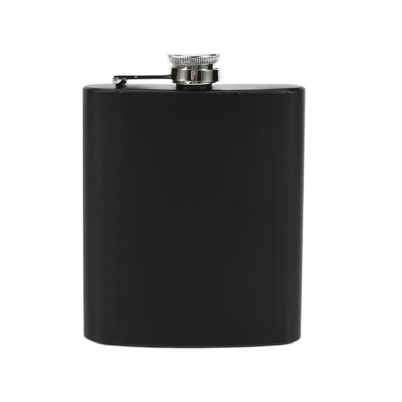 Steel Mini Hip Flask Black Paint Square Pocket Russia Flagon Black Whisky Bottle 6oz 7oz 8oz