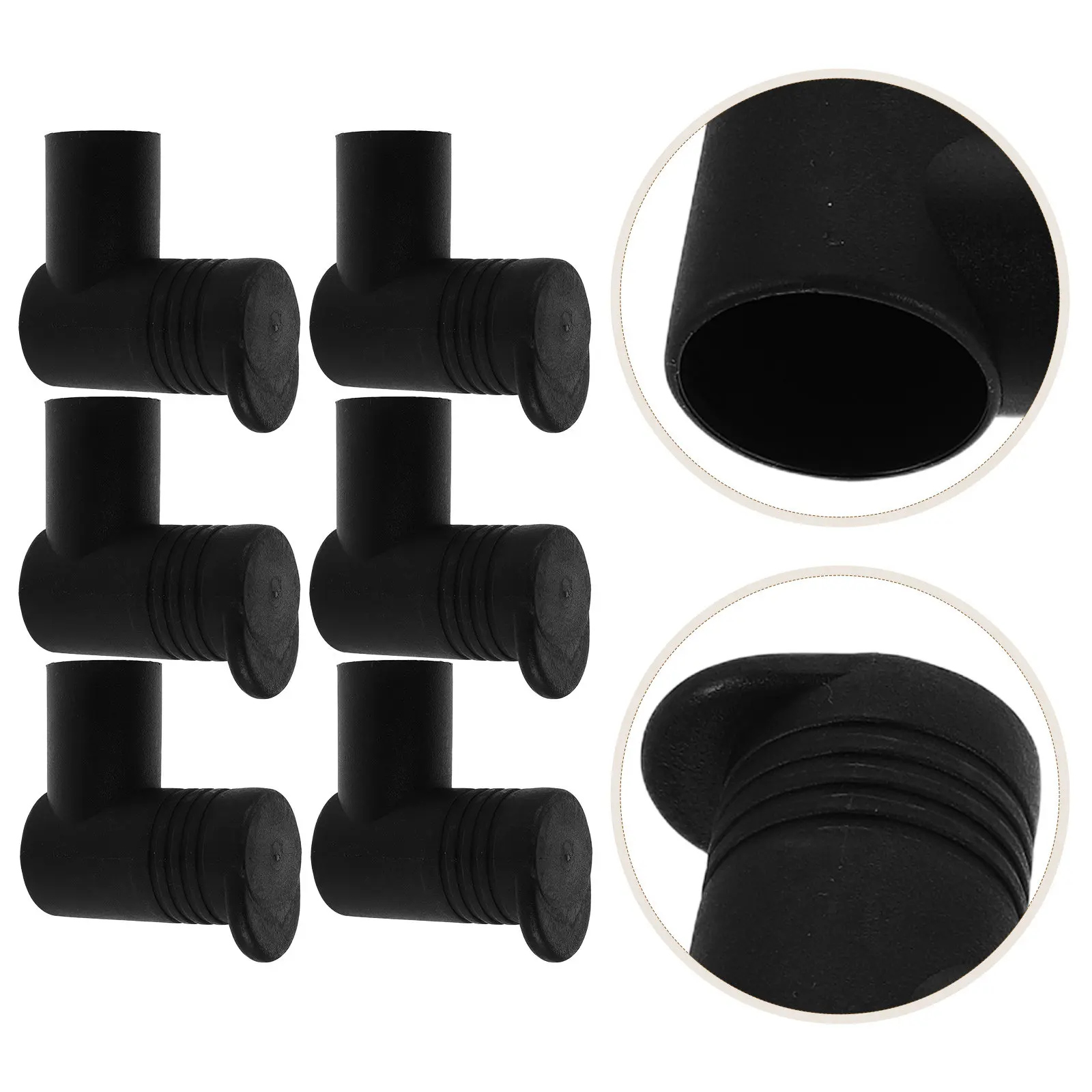 6Pcs Clothes Drying Rack Accessories Black Plastic Tube Connectors for Floor Standing Garment Rack Rod End Caps Stable Connector