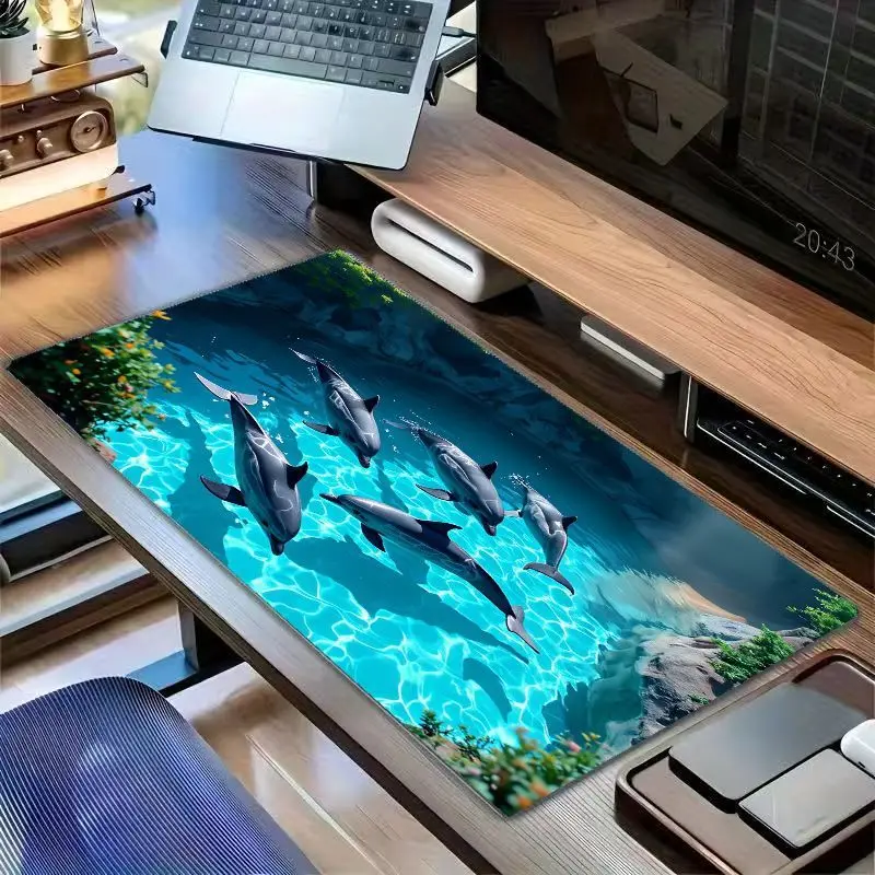 Brand Ocean Dolphin Mouse Pad Large Desk Mat Gaming Office Iron Art Fresh Fantasy Creative Workspace Decor