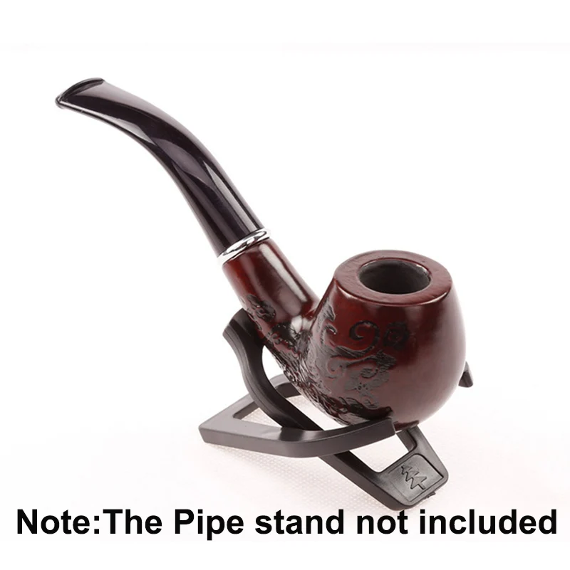 Red Handmade 14.5cm Length Classic Bent Wooden Smoking Pipe With Beautiful Carve Patterns Smoking Tobacco Dry Herb Pipes Gift