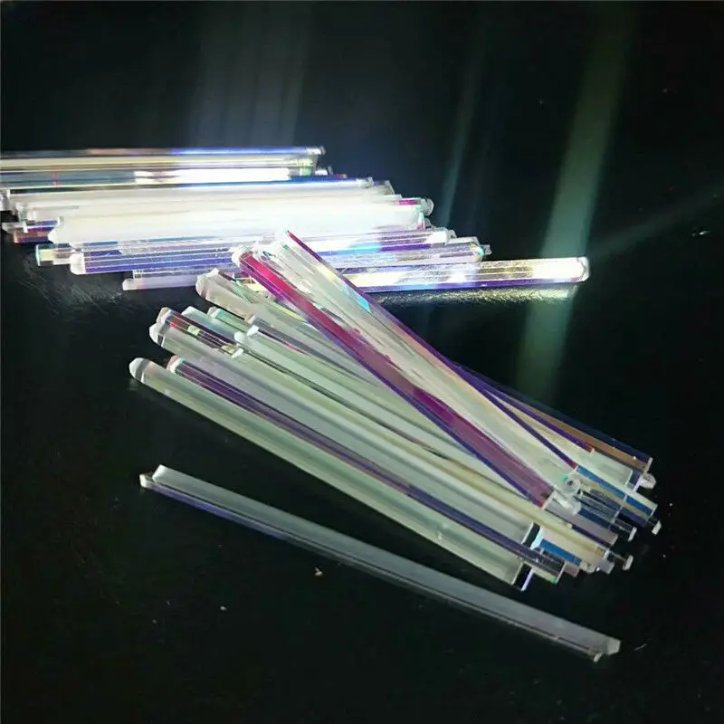 30pcs Defective Long Optical Glass Prism 7.2cm Length Colorful Crafts Decorative Prism Rainbow Strip Prism