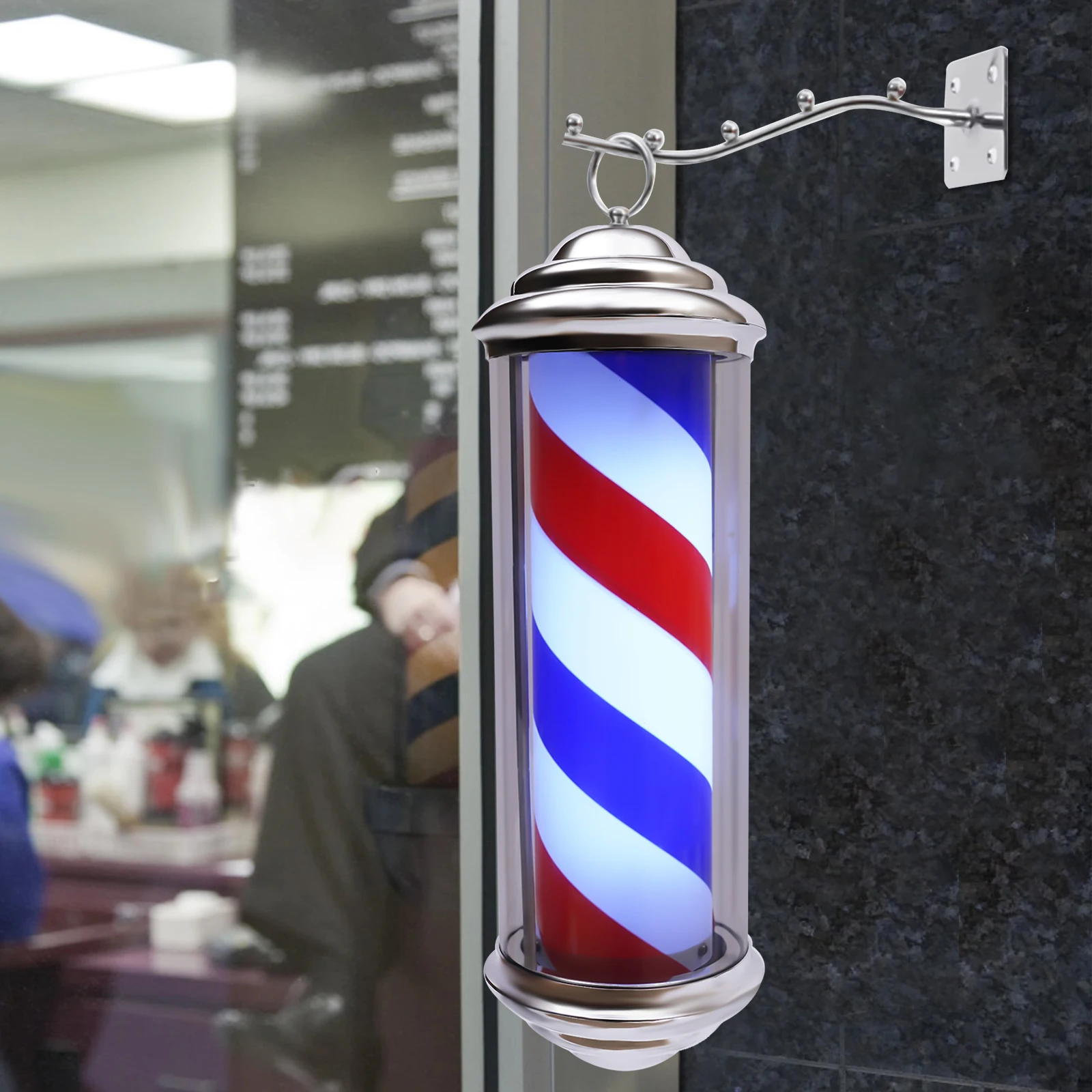 LED Barber Shop Pole Light Beleuchteter Rotating Salon Sign Hair Cut Beauty