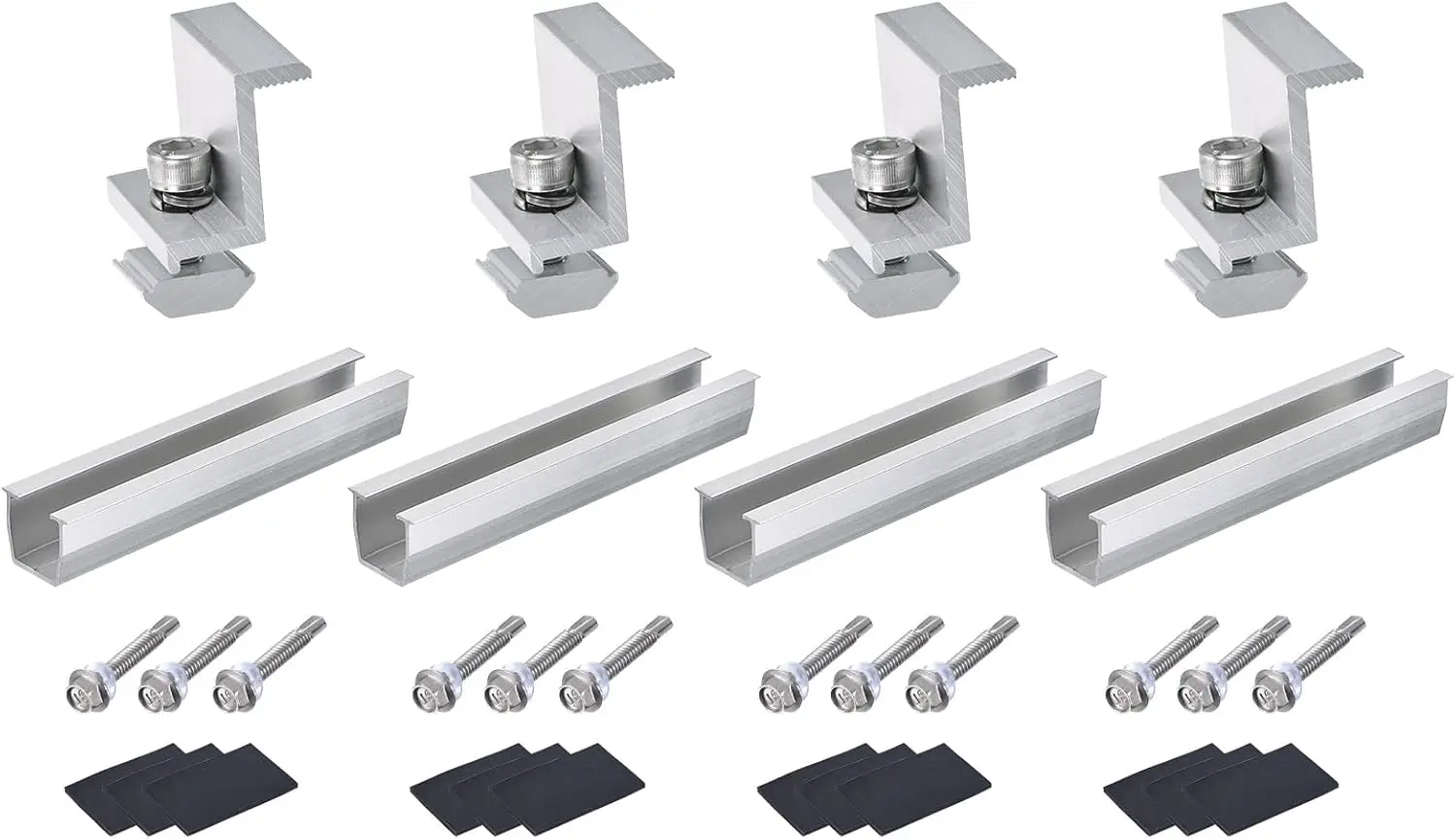 4/6 Set of Solar Panel Bracket, 4/6 x 120mm Aluminium Extrusions Mounting Rail, Solar Mounting Rail Connector for for Roof