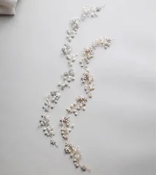 SLBRIDAL Handmade Opal Crystal Rhinestones Pearls Bridal Headband Hair comb Earring Hair pin Set Bridal Women Girls Hair Jewelry