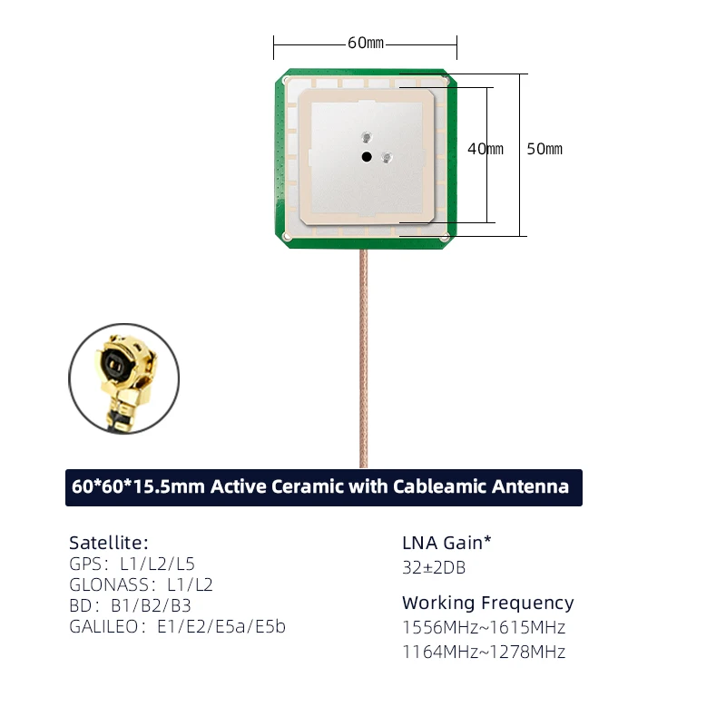 HXANT RTK Antenna, Four-Star Full-Frequency Built-In Ceramic Antenna, High-Precision Measurement and Positioning Antenna