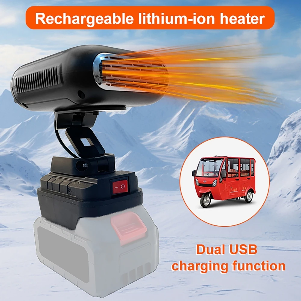 Cordless Winter Heater Warmer for Makita 21V Li-ion Batteries Heating & Cooling Air Blower 2 USB Ports for Phone Charging
