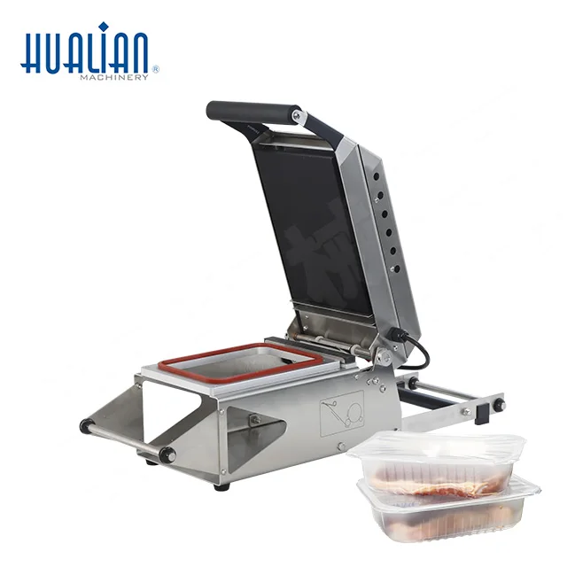 

HTS-175 Hualian Manual Food Fresh Meat Meal Lunch Box Vacuum Tray Sealing Packing Machine