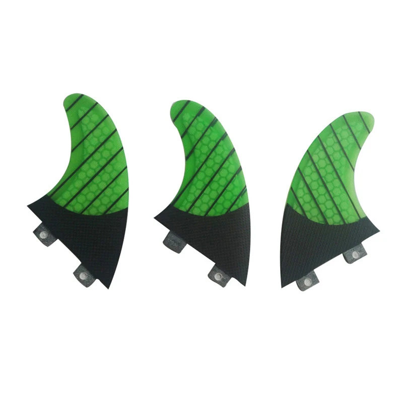 UPSURF-Surfboard FCS Fins G5 Green Quilhas Padel Surf, M Size, Double Tabs Fin, Surf Accessories, 3 Pcs Set