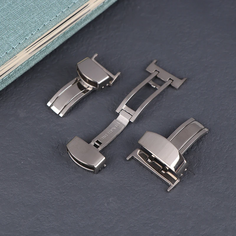 Stainless Steel Butterfly Deployment Watch Buckle 14mm 16mm 18mm 20mm 22mm Watch Strap Clasps Folding Buckles Button Clasp
