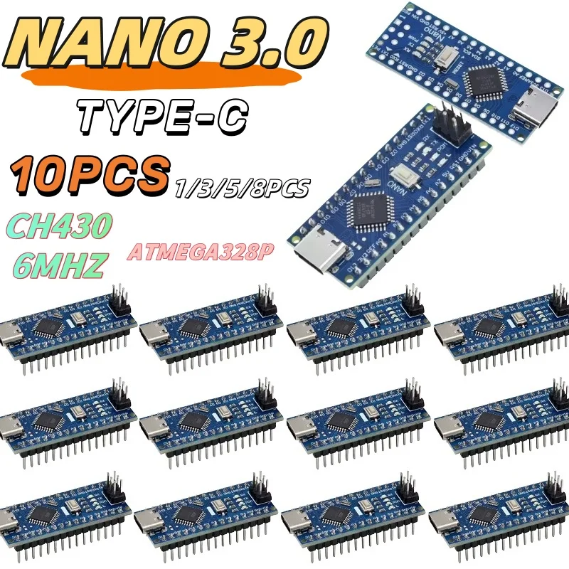 1–10 шт. Nano 3.0 USB Type-C Nano V3.0 CH340G Arduino, совместимый с ATMEGA328P 16 МГц с загрузчиком 1–10 шт. Nano 3.0 USB Type-C Nano V3.0 CH340G Arduino, совместимый с ATMEGA328P 16 МГц с загрузчиком