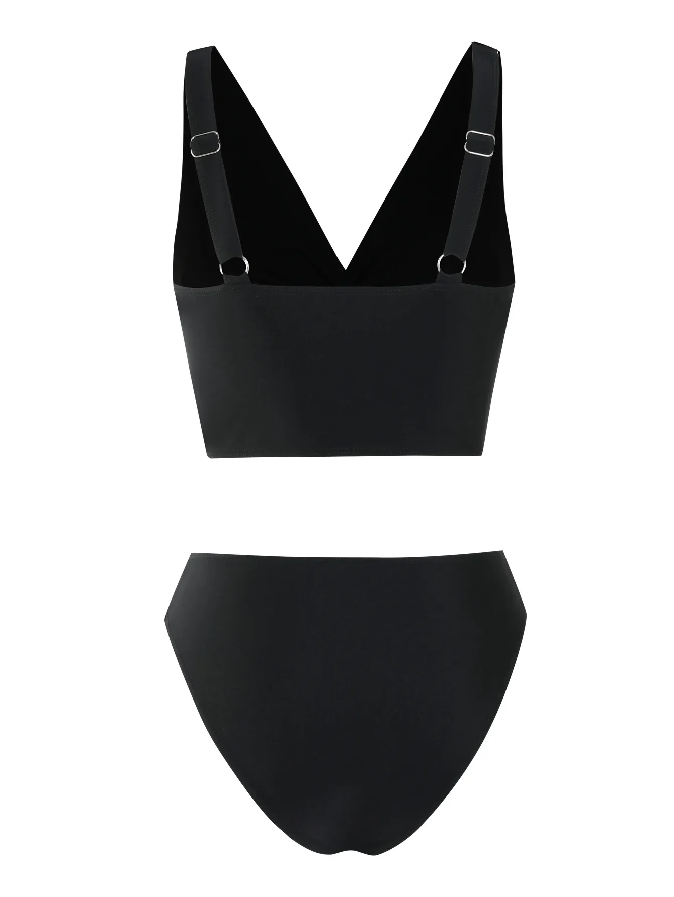 Sexy taille haute Bikinis ensembles deux pièces maillot de bain maillot de bain noir femme brésilienne string Biquini découpé vêtements de plage maillot de bain