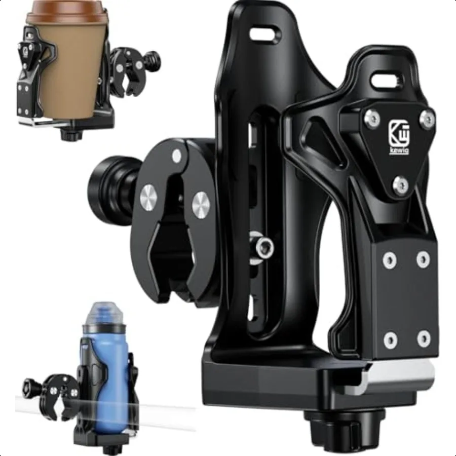 

Kewig AntiTheft Motorcycle Cup Holder Extra Large Adjustable Size Bike Water Bottle Holder for 1.95 3.6 Diameter Bottles Motorc