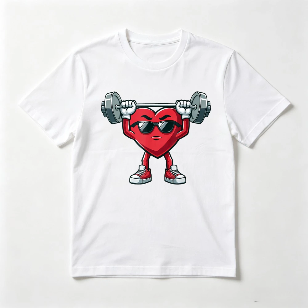 Healthy Heart Heart Disease Awareness Weightlifting Funny GYM T-Shirt Casual Fashion Loose Harajuku Short Sleeve Man Women Tees