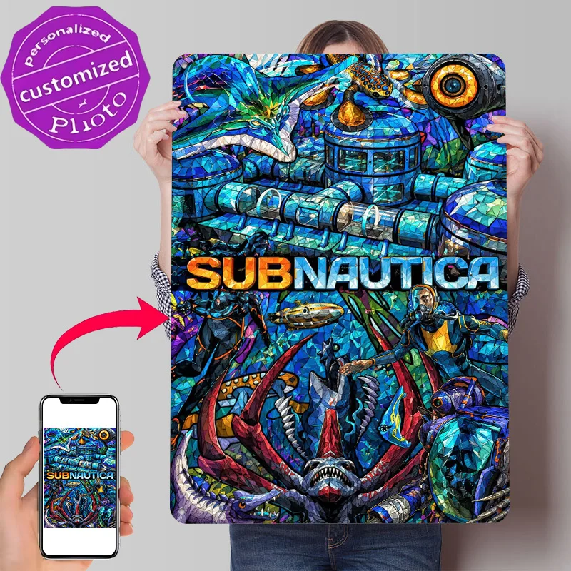Subnautica Game Art 3D Texture Metal Poster Customized Wall Art Tin Sign Gift for Mancave Office Decor Room Home and Decoration