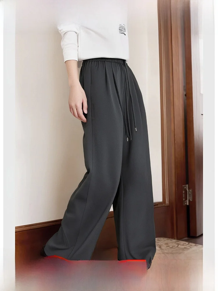 

Модные повседневные широкие брюки для женщин, свободные, стройнящие, в пол, с эластичным поясом, осенняя новинка, элегантные женские брюки