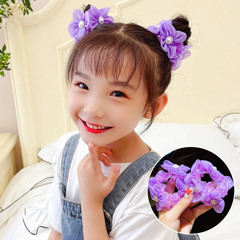 2pcs/Set Big Fluffy Chiffon Hair Flower Clips For Kids Hair Accessories Fabric Flowers Clip For Kids Headbands