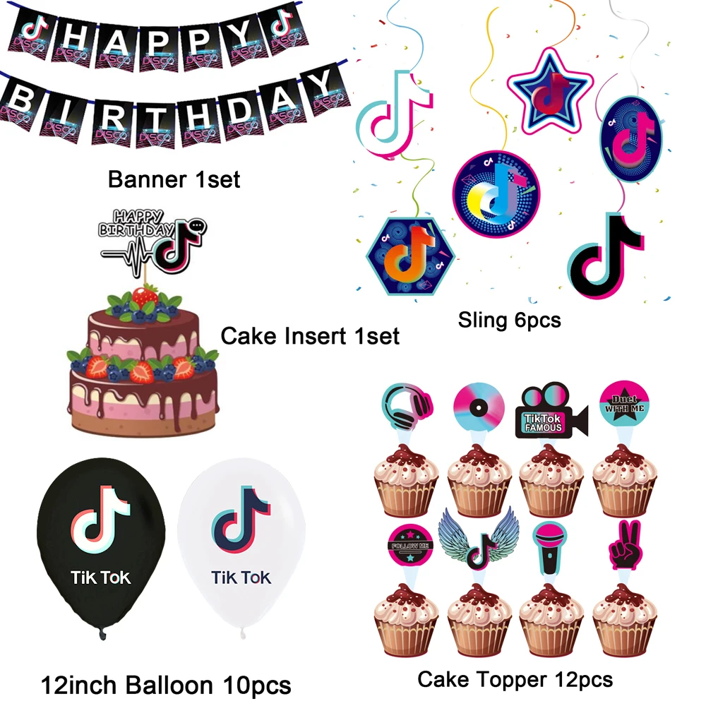 Musica Tikes decorazioni per feste nota Tok Balloons ragazze compleanno sfondo personalizzato regalo per bambini Baby shower Studio fotografico