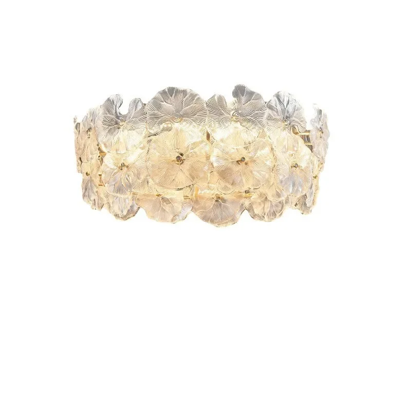 

Light luxury living room ice glass chandelier cream wind modern design sense bedroom high sense hall main light dining room