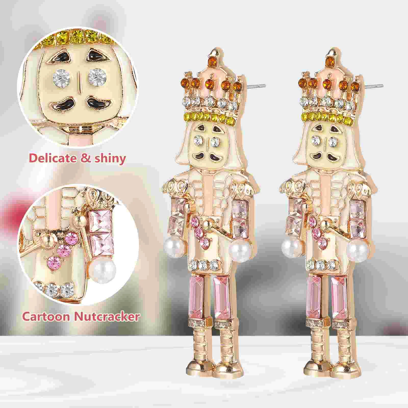 Nutcracker Earrings Exquisite Appearance Women Pearl Stylish and Versatile Personalized Metal Stud