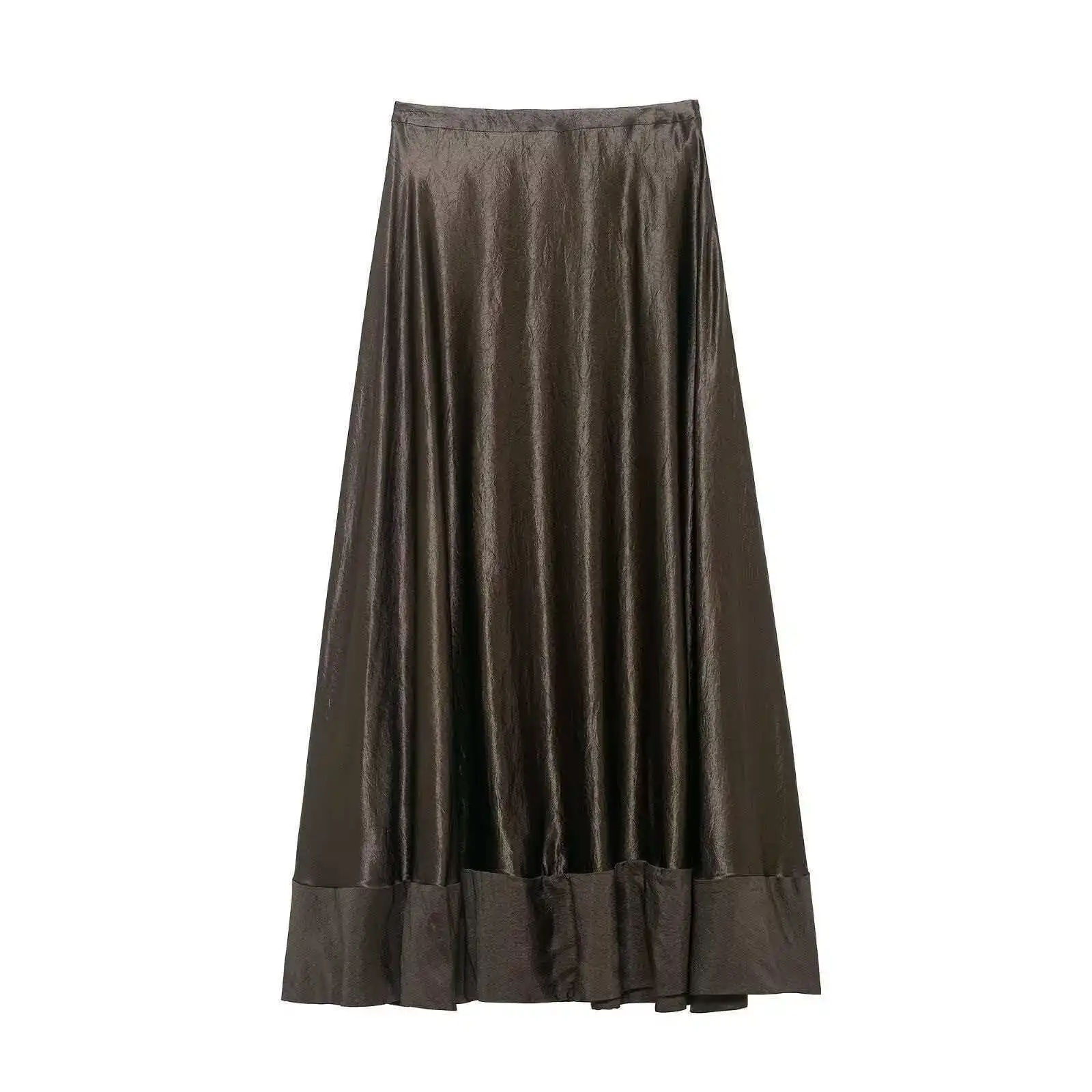 

Women New Pleated Midi Skirt Elegant Long Skirts Fashion Satin Lady Spring Summer Evening Party Skirts