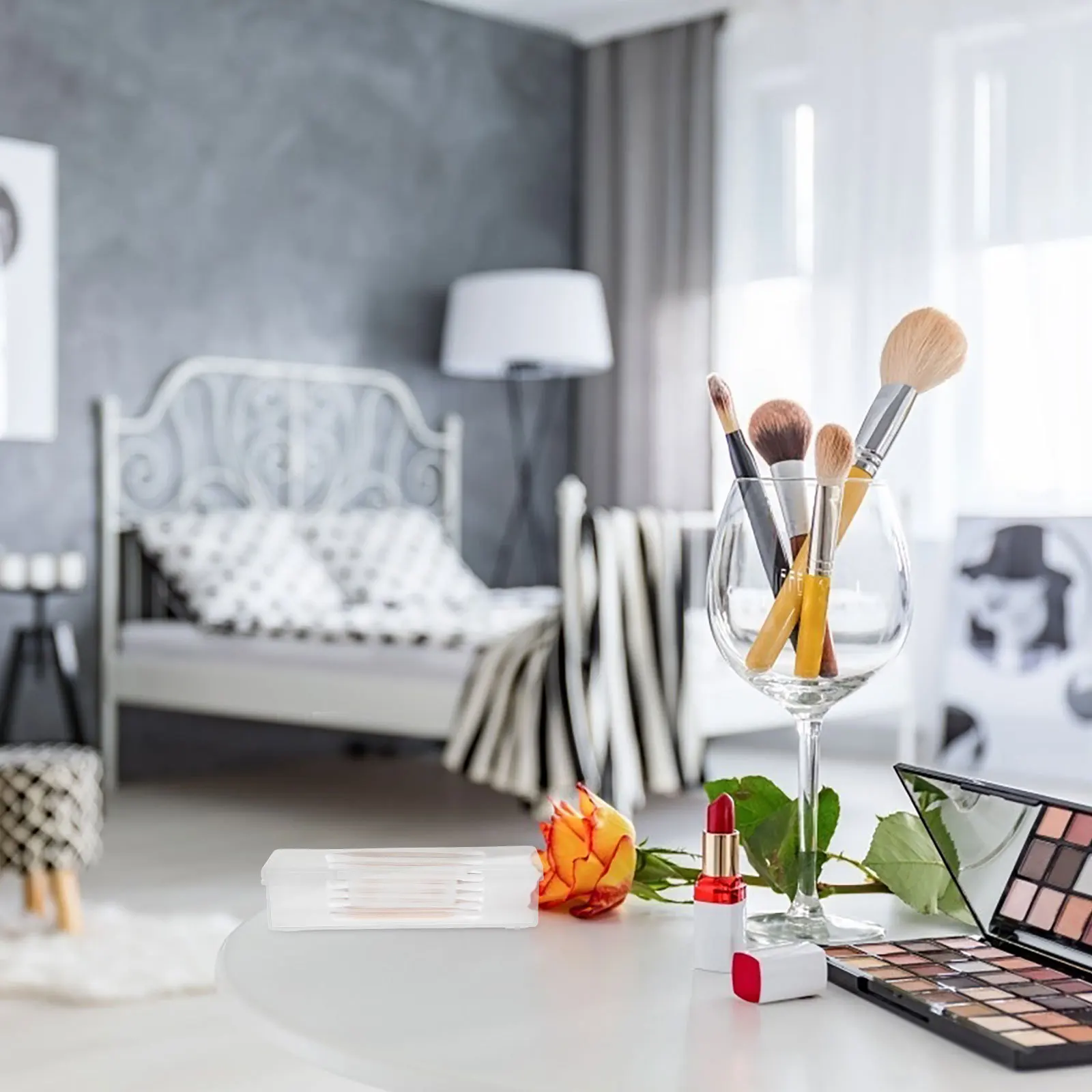 

4pcs Cotton Swab Container Portable Travel Holder Transparent Dispenser For Cotton Pads Balls Toothpicks Mini Storage Bathroom