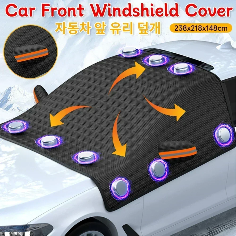 

Car Half Cover Black Protector Winter Awning Snow Covers Windshield Protective Outdoor Sunshade Front Glass Waterproof Vehicle