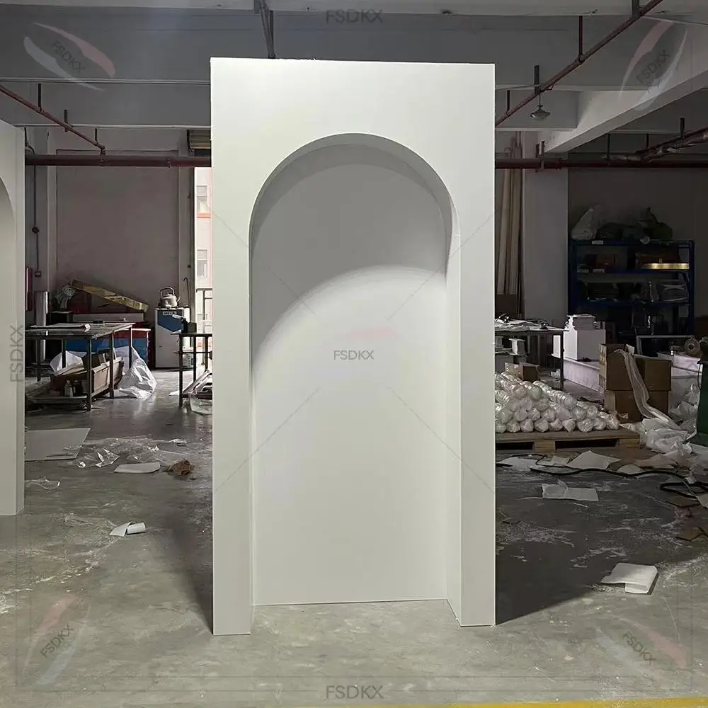 

Most Popular White Acrylic Wedding Decoration Items 3d Arch Backdrop Stand Multi-layer Design