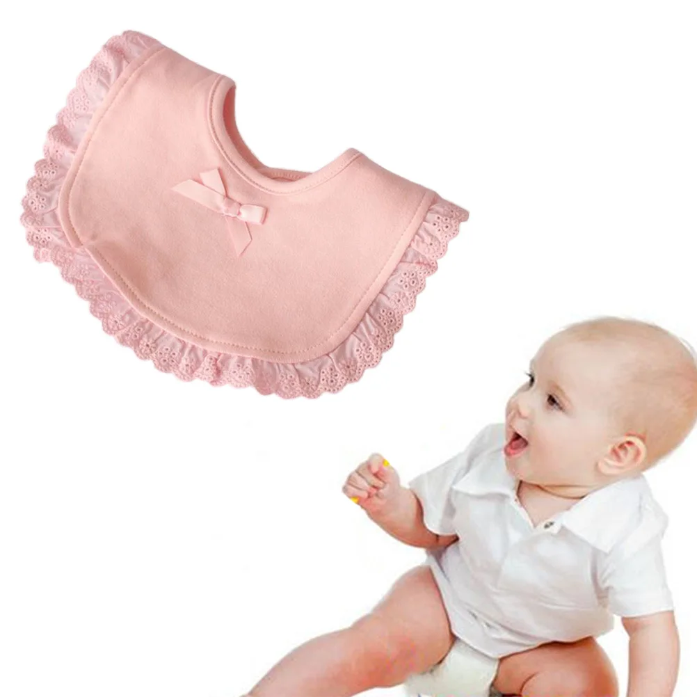 

Princess Lace Baby Bib Pink Soft Cotton Drool Bibs Protect Clothes Comfortable Newborn Infant Dining Baby Dining Bib