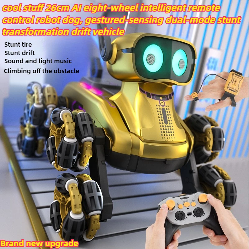 

Игрушечный автомобиль Cool Stuff, забавный подарок-Kawaii AI, 8-колесный интеллектуальный радиоуправляемый робот-собака, трюковый радиоуправляемый дрифт-автомобиль с датчиком осадки, игрушки для мальчиков, радиоуправляемая машина