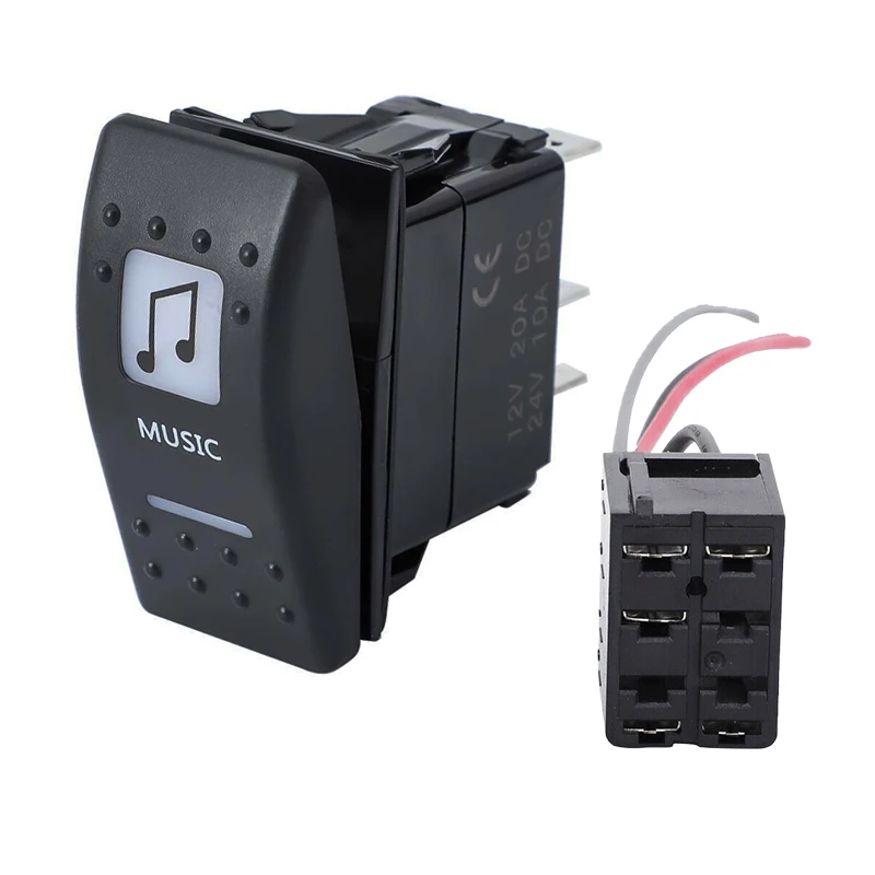 Music Rocker Switch with Pre-Wired Backing Fit for Can Am Maverick Commander Defender High Quality