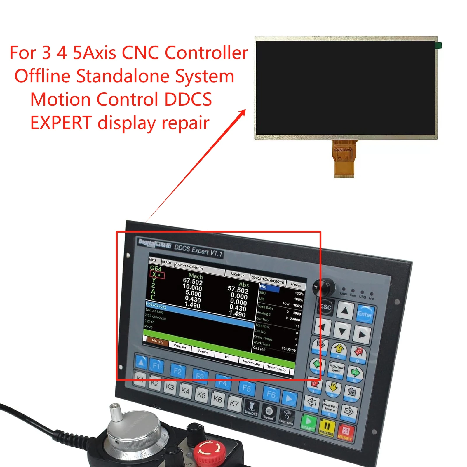 New Full color LCD Display for 3 4 5 Axis CNC Controller Offline Standalone System Motion Control DDCS EXPERT Repair