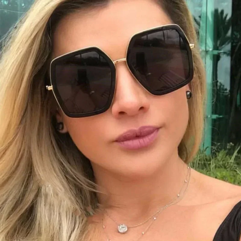 2024 NEW Oversized Square Sunglasses Women Luxury Brand Designer Vintage Sunglass Fashion Big Frame Sun Glasses UV400