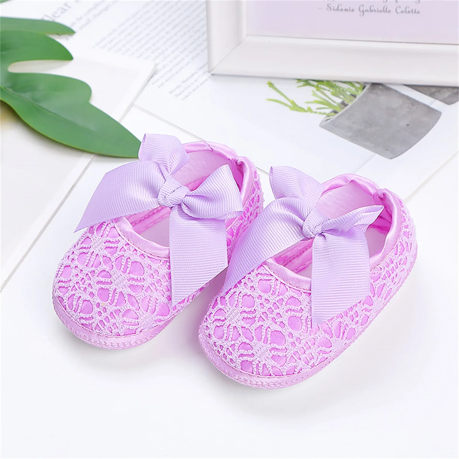 Neonato Prewalker bambini ragazze Baby Party Ballerina scarpe neonato Chiffon bianco fiocco Casual fascia elastica scarpe da passeggio neonato