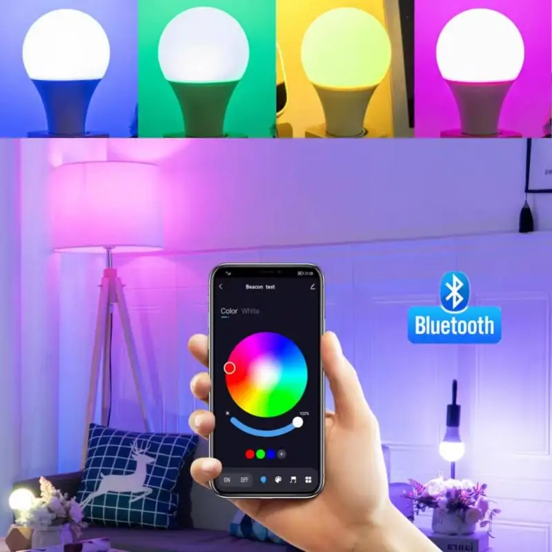 5 Stück Bluetooth Smart LED Glühbirne Glühbirnen AC 85-265V dimmbare Scheinwerfer lampe 9W Steuerung RGB CCT LED Farbwechsel Lampe für zu Hause