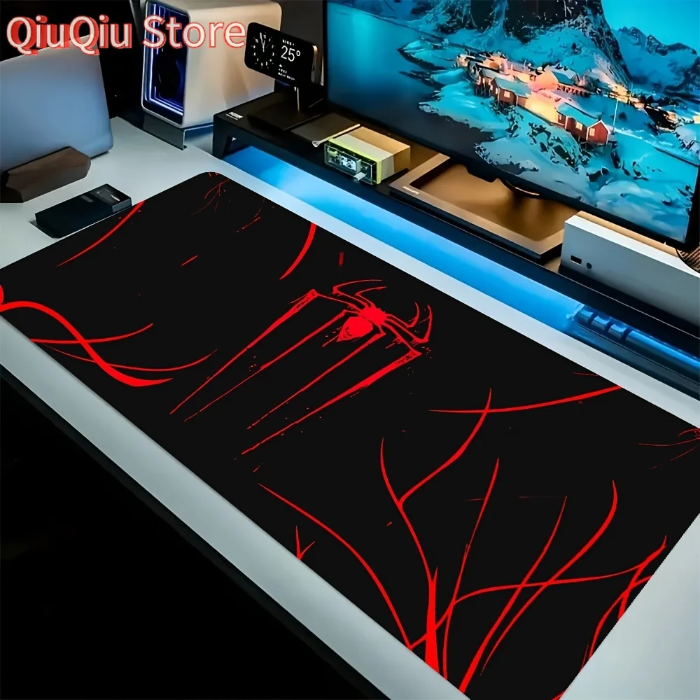 

1pc Marvel Spider-Man Large Gaming Mouse Pad - Non-Slip Rubber Base, Smooth Surface, Vibrant Red & Black Design, Perfect for Des
