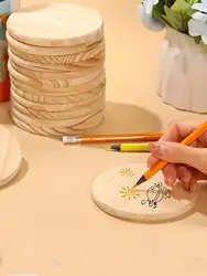 5pcs Unfinished Wood Coasters,Wood Slices For Nature Crafts And Wedding Decoration, Blank Coasters Wood Kit For DIY Art Painting
