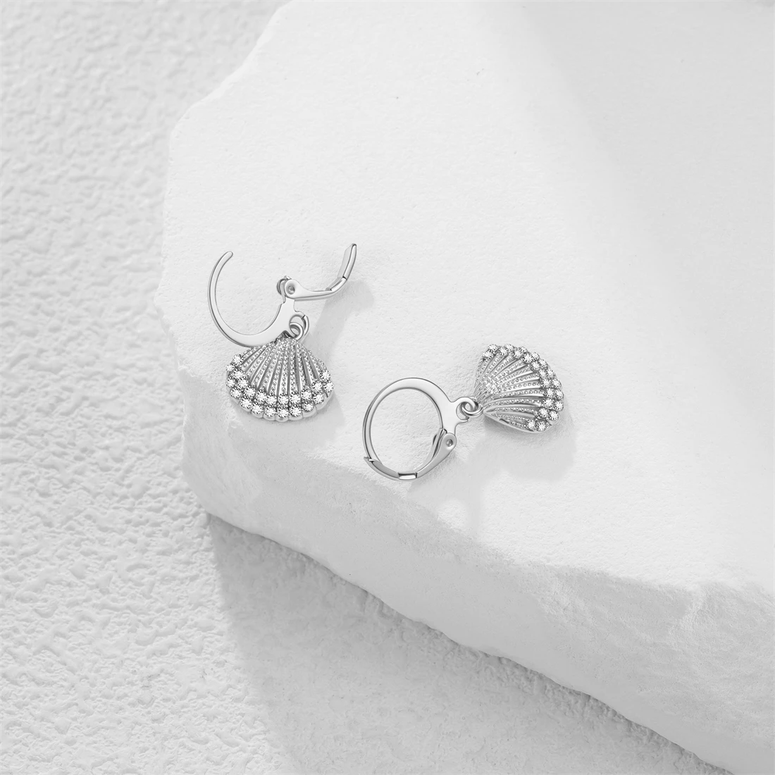 Eueavan Zirkon-Seestern-Muschel-Creolen aus Edelstahl, geometrische Ohrringe für den Sommerurlaub am Strand, für Damen, Party-Schmuck, Geschenk – Detail 26