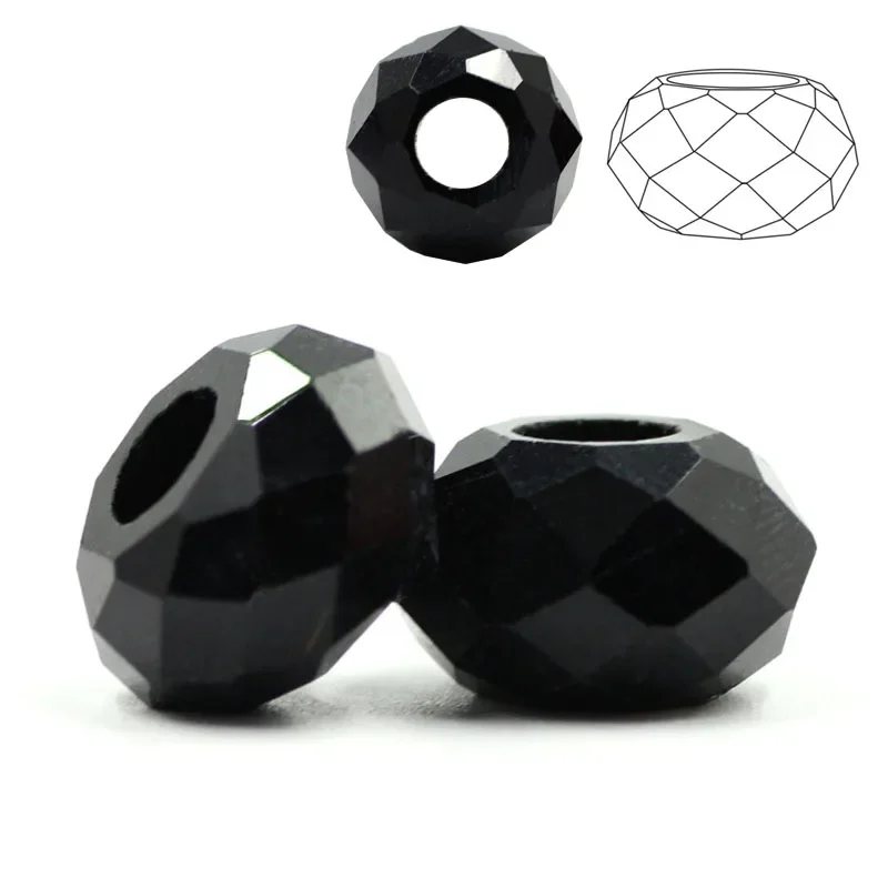 Crystal Beads 20Pcs Large Hole 8x14mm Big Hole Faceted Glass Round Spacer Beads for Charm Bracelets Making DIY Wholesale In Bulk
