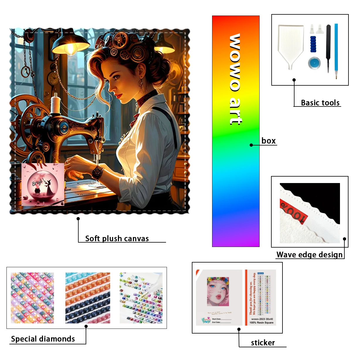 

【Bruji_ Diamond Art】Sewing Machine Girl Crystal AB Rhinestone FD Rhinestone Perfect Resin Diamond